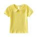 B91xZ Girls Summer T Shirt Small Fresh Lace Short Sleeve Lapel Short Sleeve Solid Color For 0 To 6 Years Size 3-6 Months