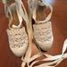 Anthropologie Shoes | Anthropologie Espadrilles Nude Wedges Heels Like New | Color: Cream | Size: 7