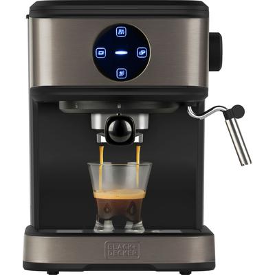 BLACK + DECKER Espressomaschine "BXCO850E" Kaffeemaschinen Gr. 2 Tasse(n), grau (anthrazit) Espressomaschine