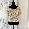 Anthropologie Tops | Anthropologie Floral Aurelia Shirred Top New | Color: Pink/White | Size: M