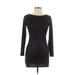 Ruby Ribbon Cocktail Dress - Bodycon Crew Neck Long sleeves: Black Print Dresses - Women's Size 10