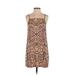 Topshop Casual Dress - Shift Square Sleeveless: Brown Animal Print Dresses - Women's Size 4 - Print Wash