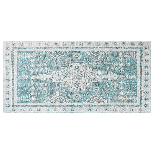 Teppich aus Baumwolle Polyester 80 x 150 cm Mintgrün Orientalisches Muster Vintage Wohndekor