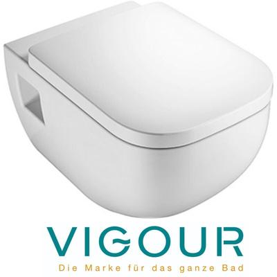 Vigour - derby Wand wc spülrandlos mit sichtbarer Befestigung und SoftClose WC-Sitz weiß Image