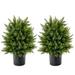 Costway 2-Pack Artificial Cedar Topiary Ball Tree with Cement Pot