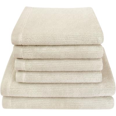 Handtuch Set DYCKHOFF "Landscape", beige (sand), 6 St., Walkfrottier, Walkfrottier, Obermaterial: 100% Baumwolle, Handtü