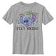 Disney Lilo & Stitch Trippy Stitch Boy's Crew Tee, Athletic Heather, X-Small