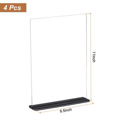 Acrylic Sign Holder 4 Pack, 8.5x11 Inches T Shaped Menu Display Stand Clear