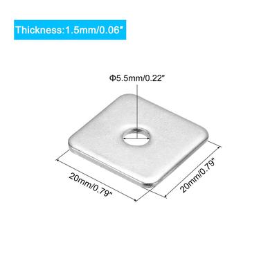 Square Washer, 304 Stainless Steel Square Plate Washers Spacer Gasket - Silver