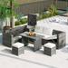 Outdoor Wicker 6-Pieces Sofa Set with Storage Box and Cushions