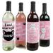 Big Dot of Happiness Purr-fect Kitty Cat - Birthday Party - Wine Bottle Label Stickers - Set of 4