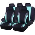 9PCS Universal Fit Car Seat Cover -100% Breathable with 5mm Composite Sponge Inside Airbag Compatible 3zipper Bench(Full Set Black and Mint)