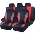 9PCS Universal Fit Car Seat Cover -100% Breathable with 5mm Composite Sponge Inside Airbag Compatible 3zipper Bench(Full Set Black and Red)