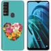TalkingCase Slim Phone Case Cover Compatible for TCL 30 XE/30XE/30 V/30V Flower Heart Cyan Print Lightweight Soft Anti-Scratch USA