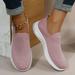 Gubotare Women S Walking Shoes Women s Slip on Casual Sneakers Comfortable Tennis Shoes Work Nurse Flat Shoes Pink 8.5