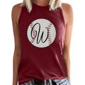 KI-8jcuD Summer Women T Shirt Women S Baseball Print Sleeveless Vest Summer Three Color T Shirt Womens Running Clothes Long Sleeve Cotton Shirts for W RedXL