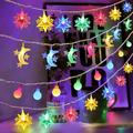 CXDa String Light Creative Shape IP43 Waterproof Energy-saving Battery Operated Non-Glaring Soft Lighting Indoor Outdoor Moon Star LED String Light Ornament Party Supplies