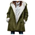 YFPWM Winter Coats for Women Fashion Formal Work Coat Plus Size Jacket Winter Plus Size Solid Velvet Coat Long Sleeve Horn Buckle Pocket Overcoat Tops Army Green XXL