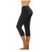 Yoga Capri Leggings for Women Elastic Waist Slimming Stretch Workout Pants Plus Size Summer Sports Activewear