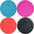 Pyrex (1) 7201-PC (1) 7201-PC Black (1) 7201-PC Red and (1) 7201-PC Teal Blue Plastic Storage Replacement Lid