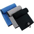 3 Pack Golf Towel Scheam Golf Towel for Golf Bags with Clip Microfiber Waffle Pattern Golf Towel Tri-fold Golf Towel Blue Black and Gray for Fathers Day Golf Gifts