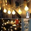 LED String Lights 33ft 100 LED Battery Powered String Lights 8 Modes with Remote Waterproof Globe Starry Fairy String Lights (Warm White)-1PACK