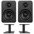 Kanto YU2MB 100W Bookshelf Computer Gaming Speakers - Matte Black (Pair) with Kanto SP6HD 6 Fixed-Height Desktop Stands for Bookshelf Speakers - Black (Pair) (2022)