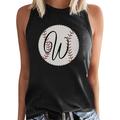 KI-8jcuD Womens T Shirts V Neck Casual Tops for Women Women S Baseball Print Sleeveless Vest Summer Three Color T Shirt Womens Running Clothes Long Sl BlackS