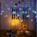 Rosnek 96LEDs Big Snowflake Curtain Lights Icicle Window Hanging Lights Curtain String Lights 8 Modes Flashing Xmas Fairy Lights for Home Window Party Xmas Tree Decor