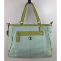 Coach Bags | Coach Laura Leather Large Tote Shoulder Handbag F14887 Purse Blue/Green | Color: Blue/Green | Size: Os