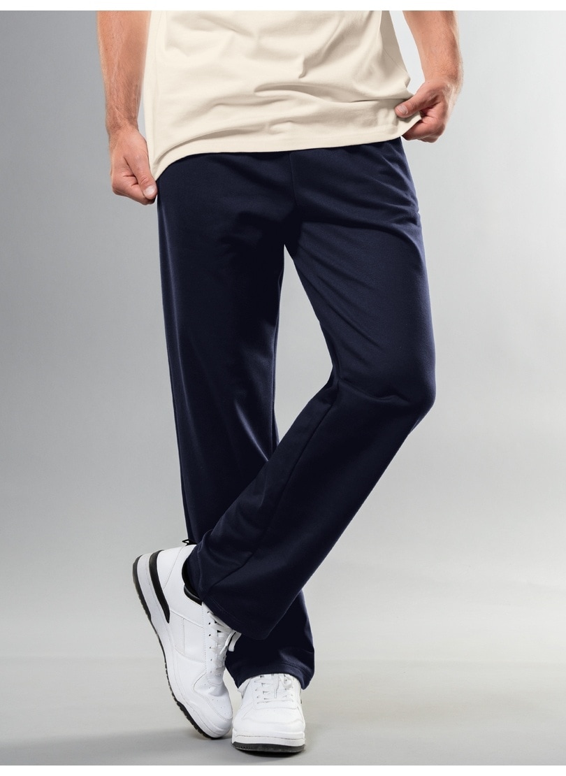 Sweathose TRIGEMA "TRIGEMA Freizeithose aus Sweat-Qualität", Herren, Gr. M, US-Größen, blau (navy), 70% Baumwolle, 30% Polyester, Hosen Sweathose