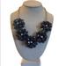 J. Crew Jewelry | J. Crew Navy Blue Plastic Flower Statement Necklace 21” | Color: Blue/Gold | Size: Os