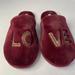 Torrid Shoes | Fuzzy Slip-On Love Slippers Women's Sz 8.5ww Red Gold Lettering Open Back Torrid | Color: Gold/Red | Size: 8.5