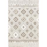 Ivory/Brown Rectangle 5' x 8' Area Rug - Foundry Select Colleen Mixed Diamond Fringe Area Rug 96.0 x 60.0 x 0.39 in whitePolyester | Wayfair