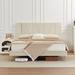 Latitude Run® Jadel Platform Bed Frame w/ Complete Headboard Upholstered/Linen in Brown | 43.3 H x 77.9 W x 84.8 D in | Wayfair
