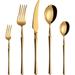 House of Hampton® 20 Pieces Silverware Set, Dining Modern Elegant Flatware Travel Silverware, Home, & Restaurant Cutlery in Yellow | Wayfair