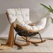 Corrigan Studio® Issiah Rocking Chair Wood/Wicker/Rattan/Metal/Solid Wood in Brown/White | 29.5 H x 35.4 W x 35.4 D in | Wayfair