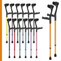 Ossenberg Comfort Grip Open Cuff Crutches – Orange - Pair | Height Adjustable Elbow Walking Crutches for Men Women Adults Arthritis Soft Comfy Handle Forearm Ergonomic Injury Recovery