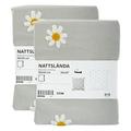 Ikea NATTSLANDA Cushion Covers, 50 x 50 cm (20 x 20) Grey/White Tufted Daisy Pattern, 305.080.40 - Set of 2