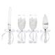 4-Piece Wedding Supplies Toasting Flutes and Cake Server Set2 Toasting Champagne Flutes, 1 Pie Server and 1 Cutting Knife, Bride Groom Gifts (A)