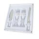 4-Piece Wedding Supplies Toasting Flutes and Cake Server Set2 Toasting Champagne Flutes, 1 Pie Server and 1 Cutting Knife, Bride Groom Gifts (C)