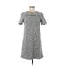 Ann Taylor LOFT Outlet Casual Dress - Shift: Gray Tweed Dresses - Women's Size 2X-Small Petite