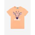 KENZO KIDS Girls Organic Cotton Giraffe T-shirt Dress In Orange Size 12 Yrs