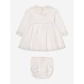 Paz Rodriguez Baby Girls Dress And Bloomers Set In Cream Size 9 Mths