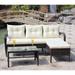 3-Piece Outdoor Wicker Rattan Sectional Sofa Set with Seat Cushions and Coffee Table, Beige