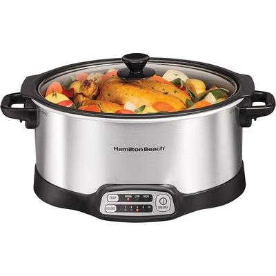 Slow Cooker with 6 Quart Stovetop-Safe Sear ; Cook Crock, Travel Lid Lock for Portable Transport