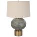 Everly Quinn Wildon Home® Lunia Glass Table Lamp Linen/Metal in Gray | 25 H x 17 W x 17 D in | Wayfair CC0A646EEBA94D12B3CC615A753E09EE