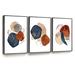 Ivy Bronx Abstract Modern - 3 Piece Single Picture Frame Print Set on Canvas in Blue/Brown | 24 H x 48 W x 1.5 D in | Wayfair