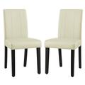 Subrtex Faux Leather Indoor Dining Chair Set of 2 Modern Mid-Century Chairs for Home Ivory