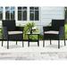 3 Pieces Wicker Outdoor Patio Furniture Sets Wicker Conversation Sets with Table Rattan Chairs Wicker Bistro Set Garden Porch Furniture Sets for Yard Backyard Lawn Poolside Balcony Black